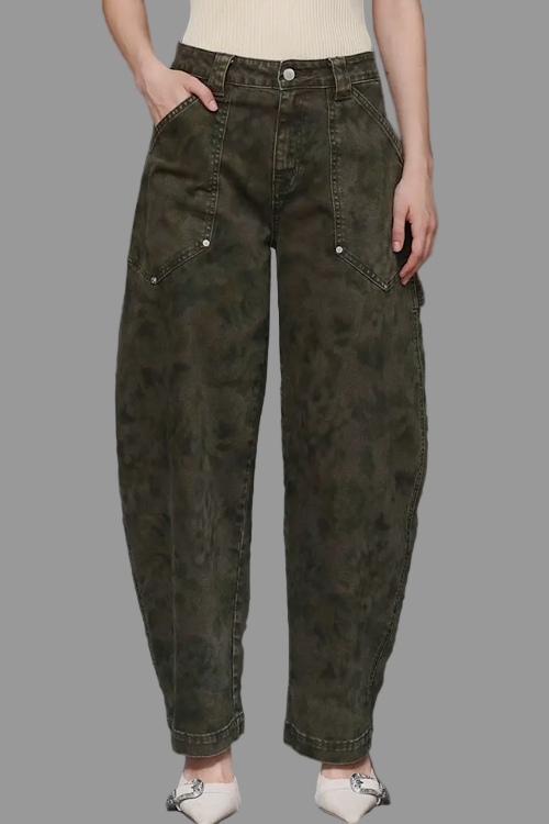 Premium Label - Camo Cargo Barrel Jeans sold by A Velvet Window