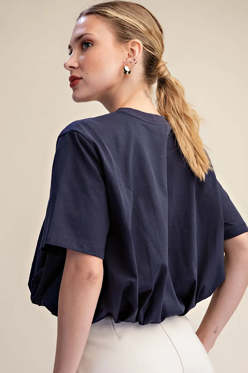 Cropped Bubble Hem T-Shirt sold by A Velvet Window