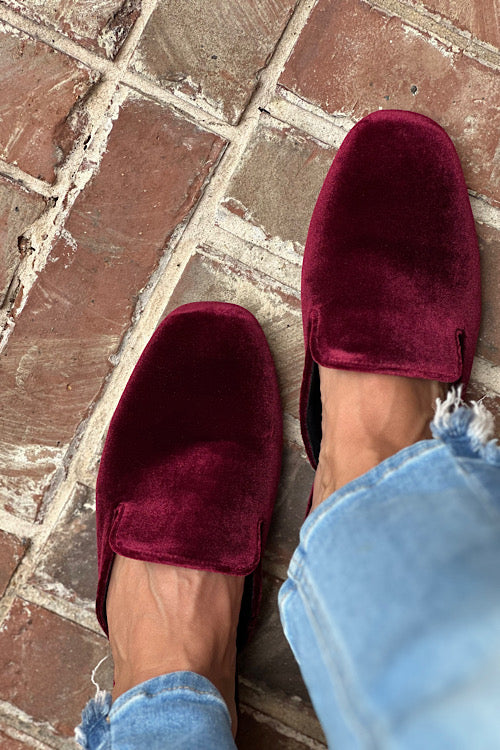 Corky's Burgundy Spotlight Velvet Mule sold by A Velvet Window