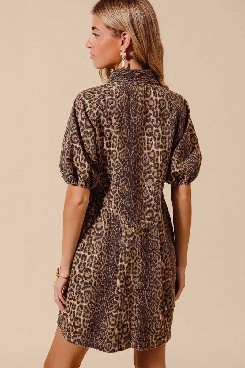 Denim Leopard Dress sold by A Velvet Window