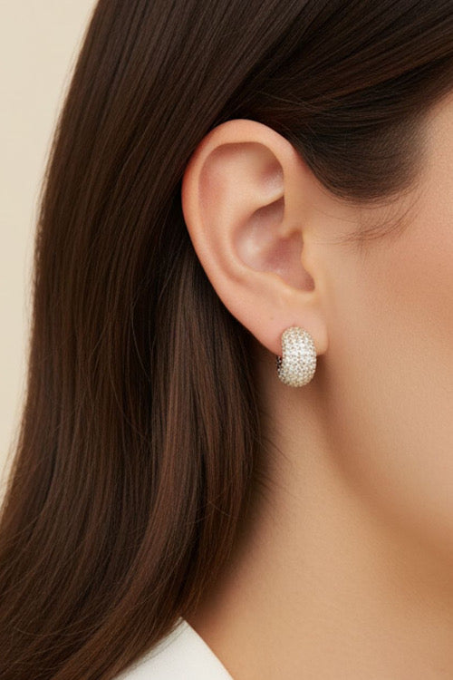 Pave Half Moon Earrings sold by A Velvet Window