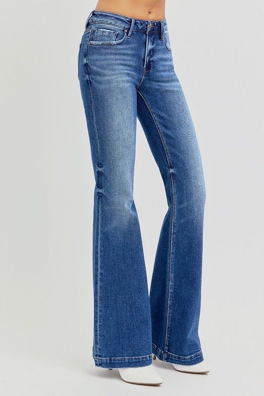 Risen Low-Rise Flare Jeans