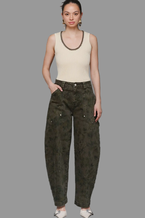 Premium Label - Camo Cargo Barrel Jeans sold by A Velvet Window