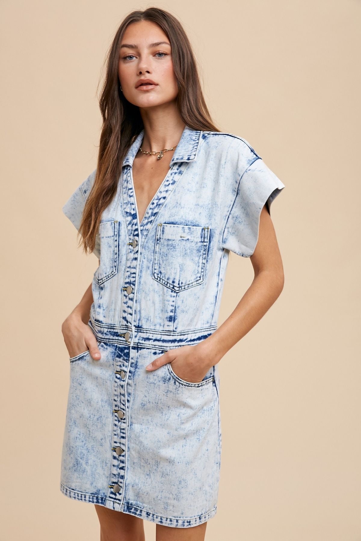 Acid Washed Denim Dress sold by A Velvet Window