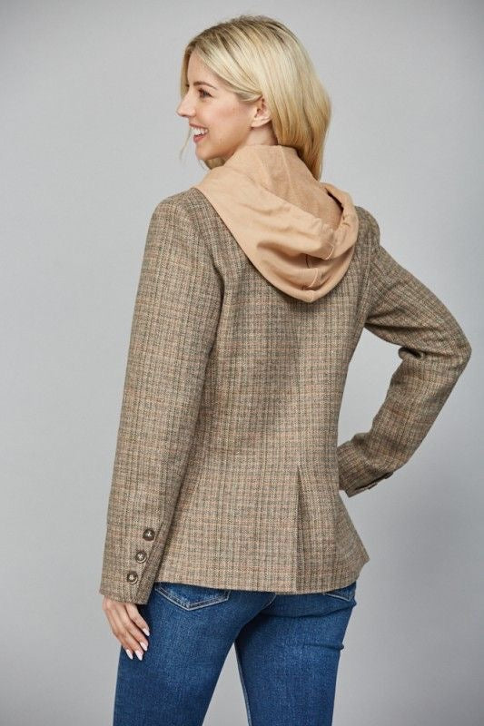 Hooded Herringbone Blazer sold by A Velvet Window