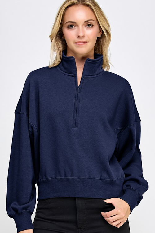 Half Zip Mock Neck Sweatshirt