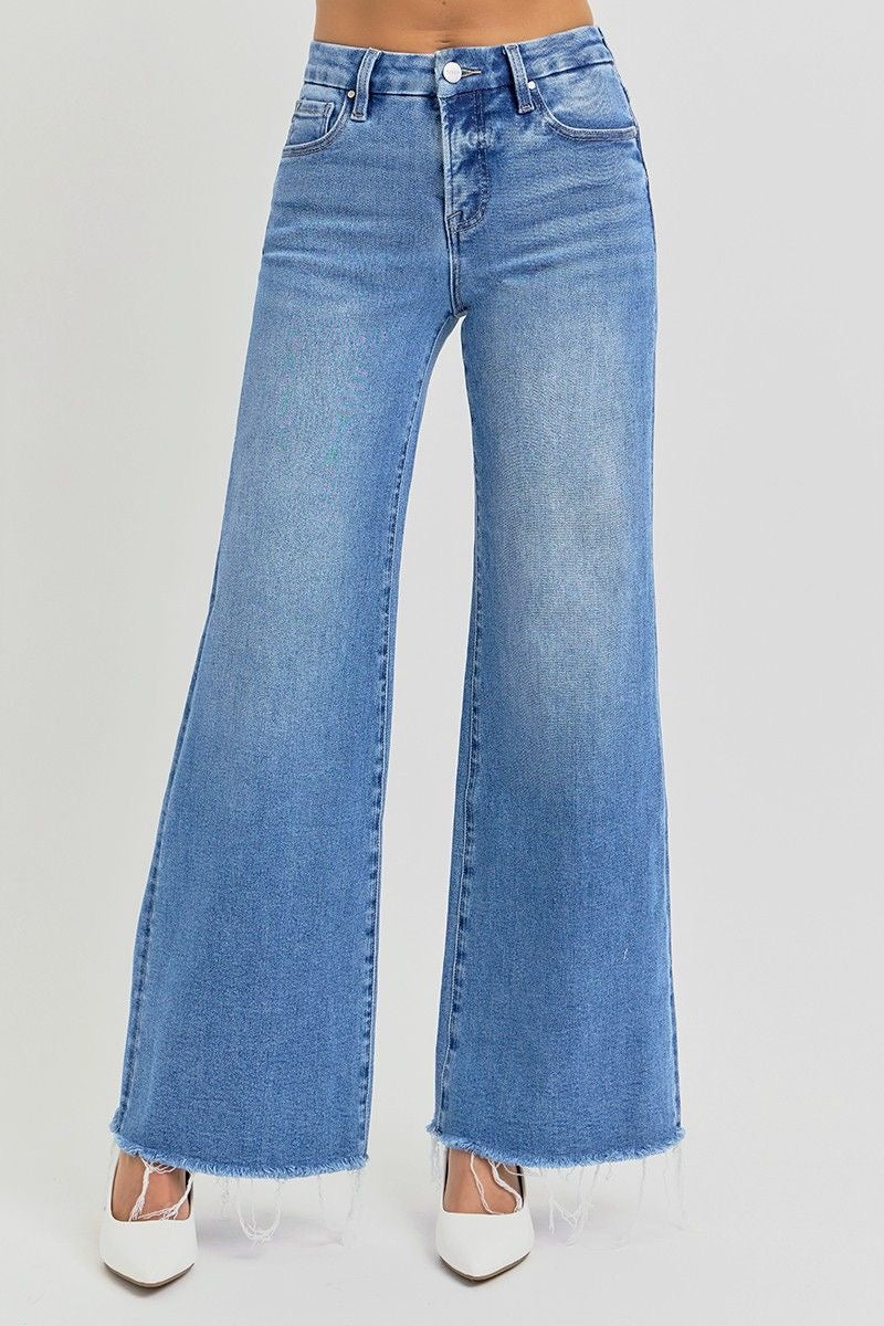 Risen Mid-Rise Wide Leg Jeans sold by A Velvet Window