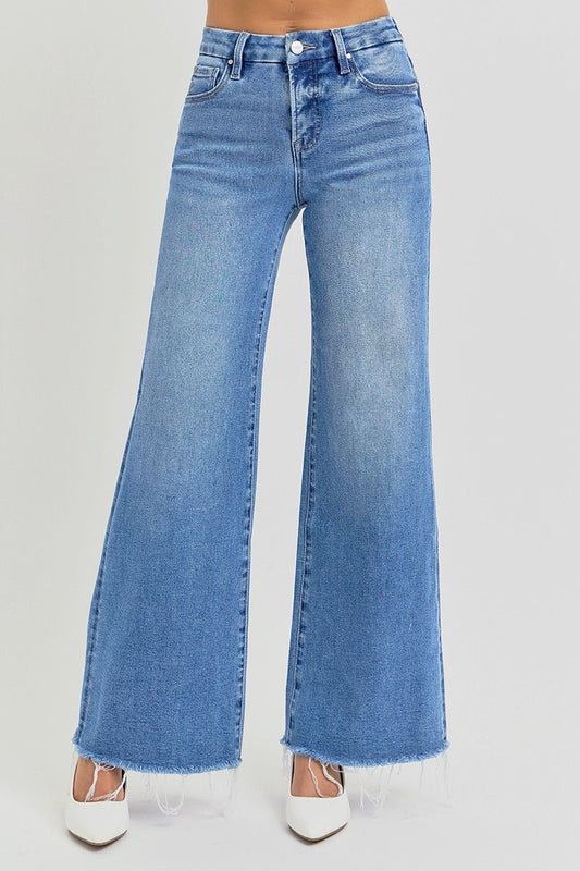 Risen Mid-Rise Wide Leg Jeans sold by A Velvet Window