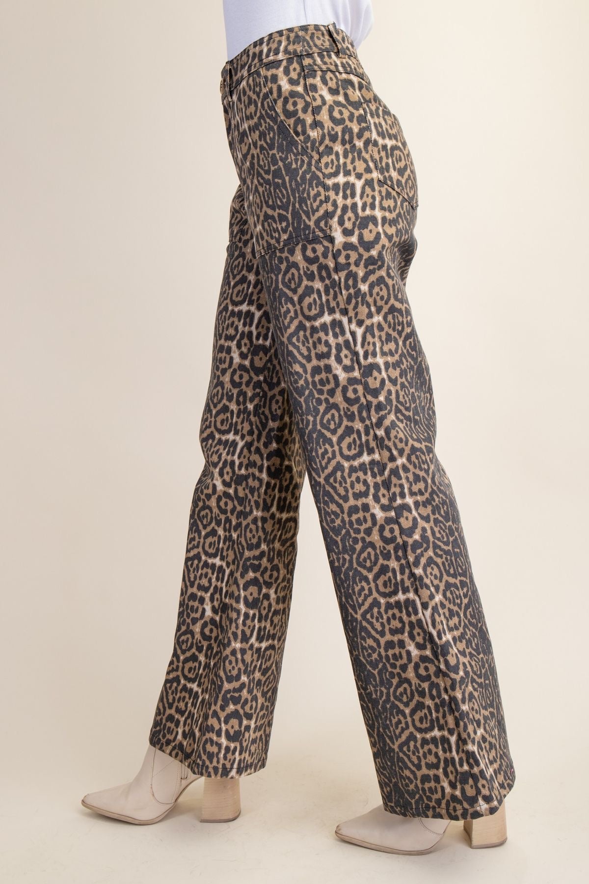 Leopard Print Straight Flare Jeans sold by A Velvet Window
