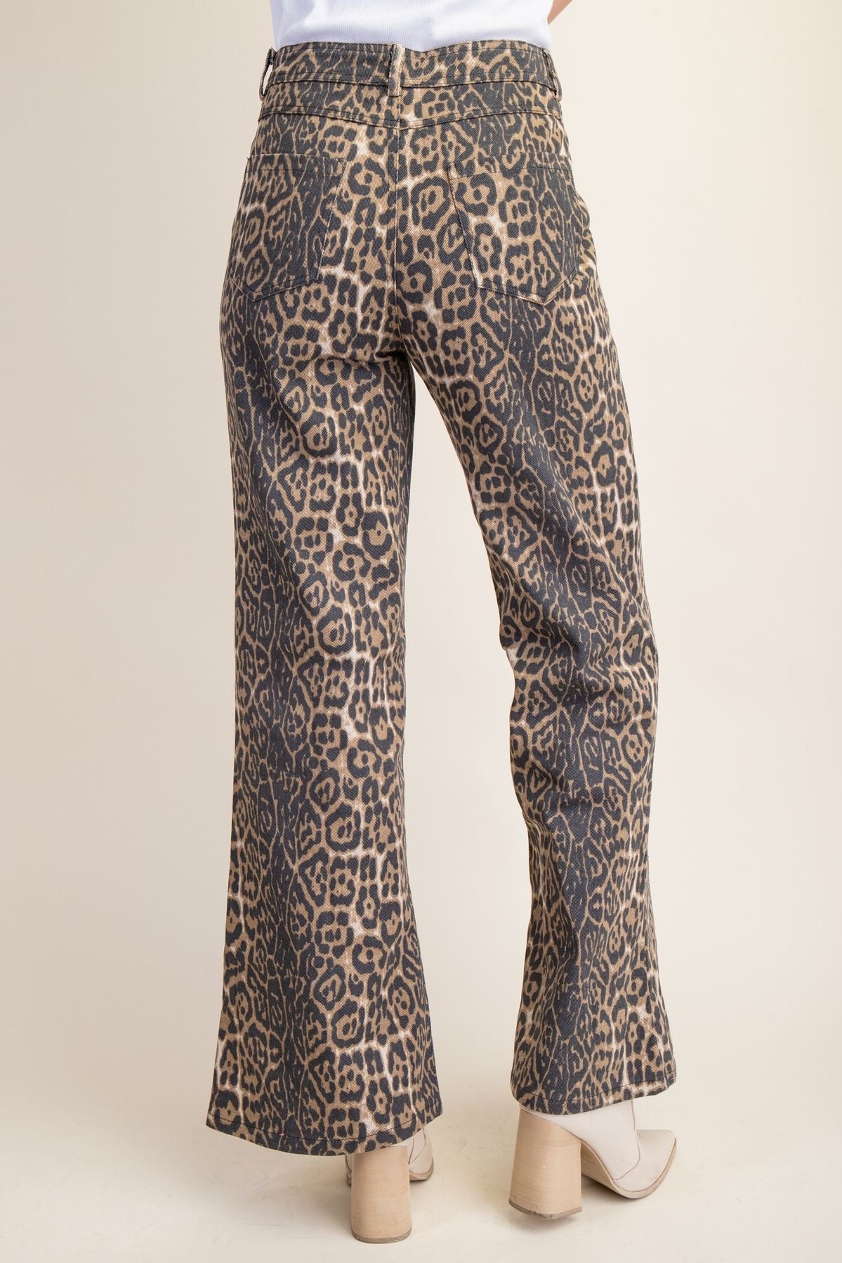 Leopard Print Straight Flare Jeans sold by A Velvet Window
