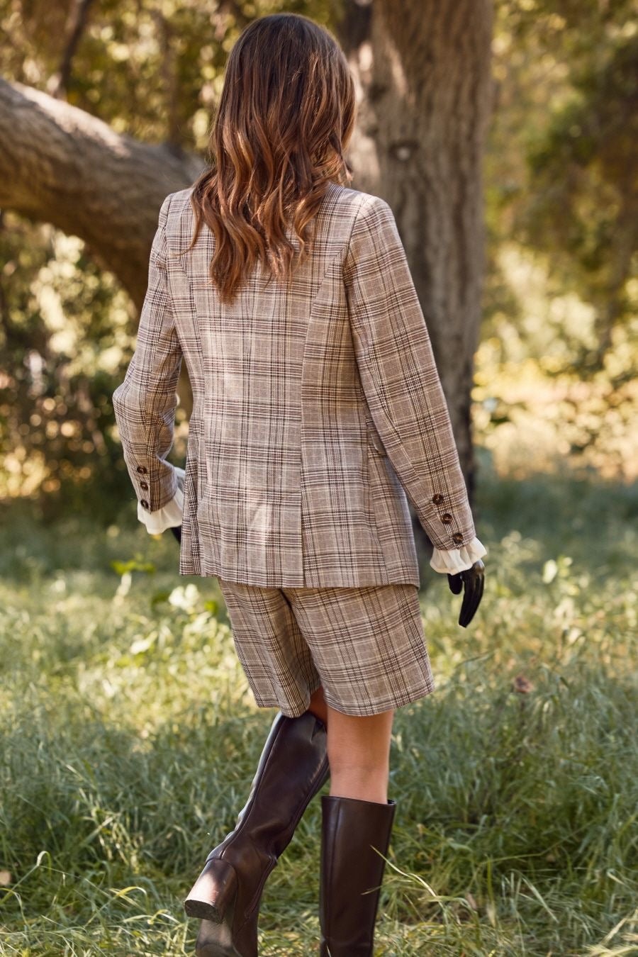 Plaid Single Breasted Blazer