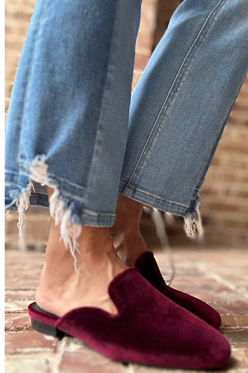 Corky's Burgundy Spotlight Velvet Mule sold by A Velvet Window