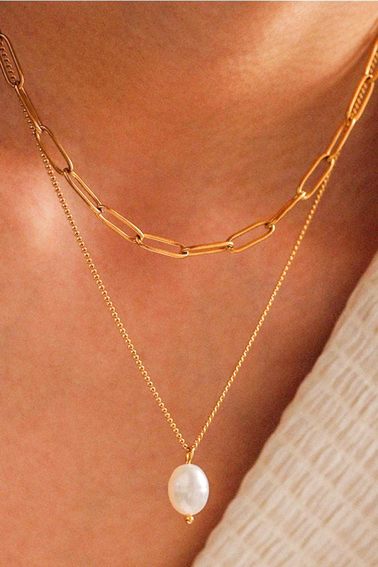 18k Paperclip Mini Pearl sold by A Velvet Window