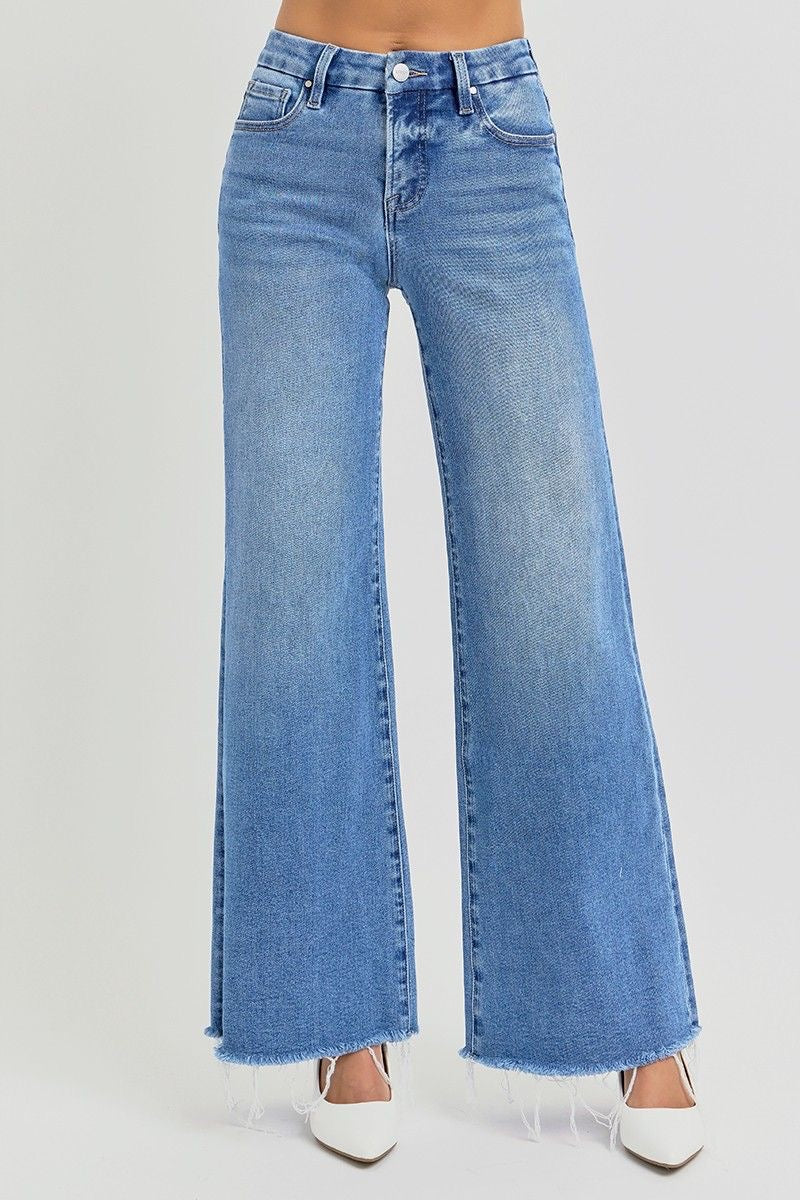 Risen Mid-Rise Wide Leg Jeans sold by A Velvet Window