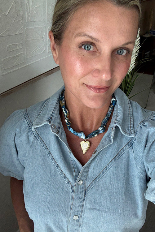 Parisian Heart Scarf Charm Necklace