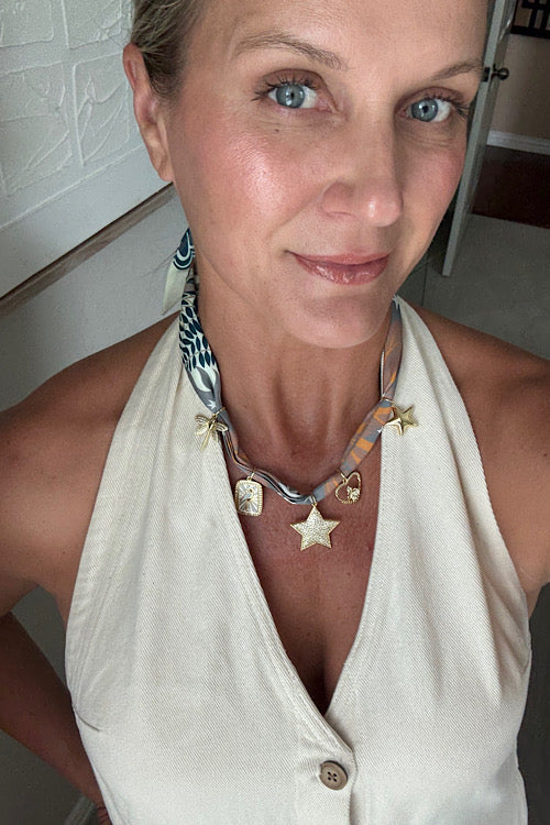 Ari Camp Multi Charm Scarf Necklace