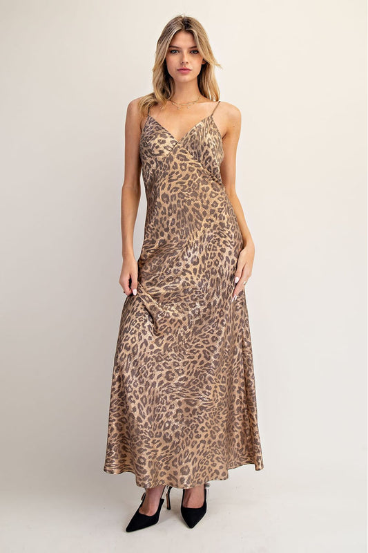 Metallic Sheen Leopard Print Slip Dress sold by A Velvet Window sold by A Velvet Window