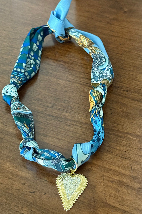 Parisian Heart Scarf Charm Necklace