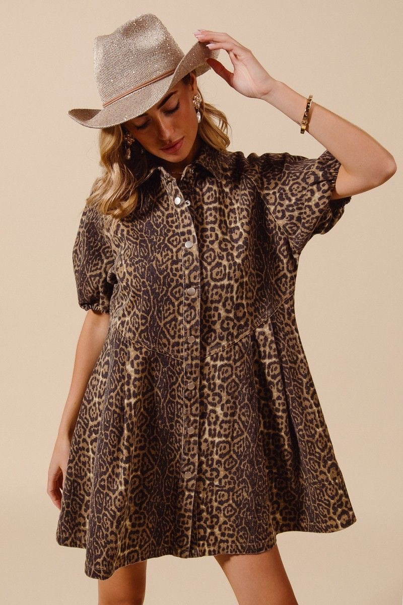 Denim Leopard Dress sold by A Velvet Window