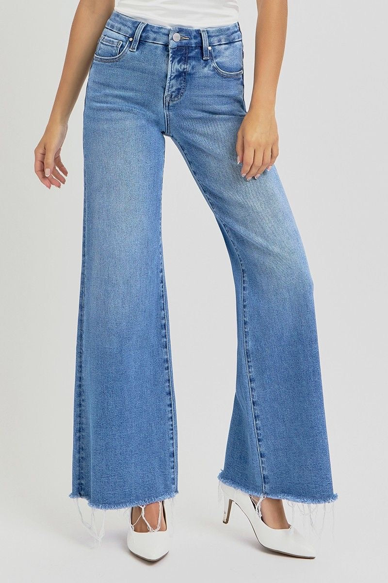 Risen Mid-Rise Wide Leg Jeans sold by A Velvet Window