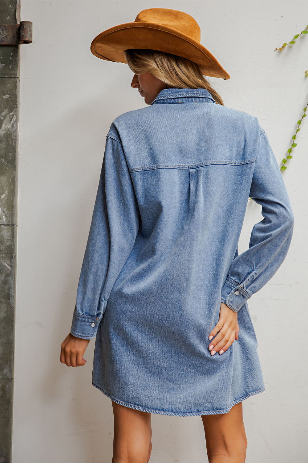 Western Embroidered Yoke Denim Dress sold by A Velvet Window sold by A Velvet Window