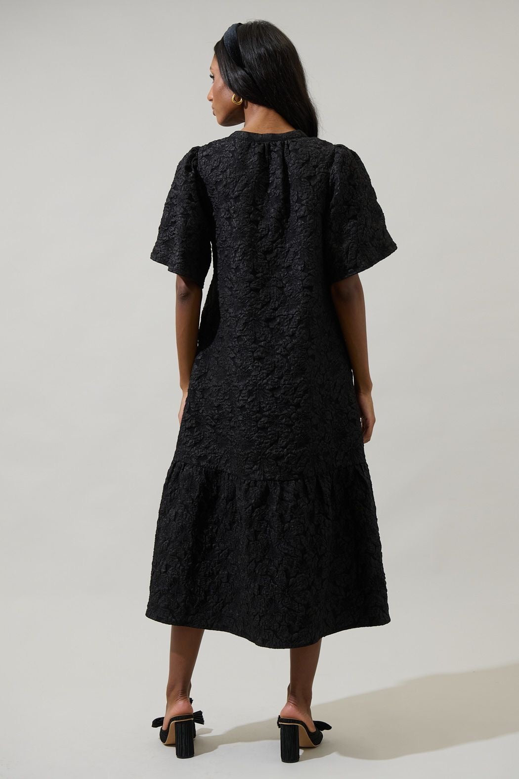 Jacquard Floral Midi Dress