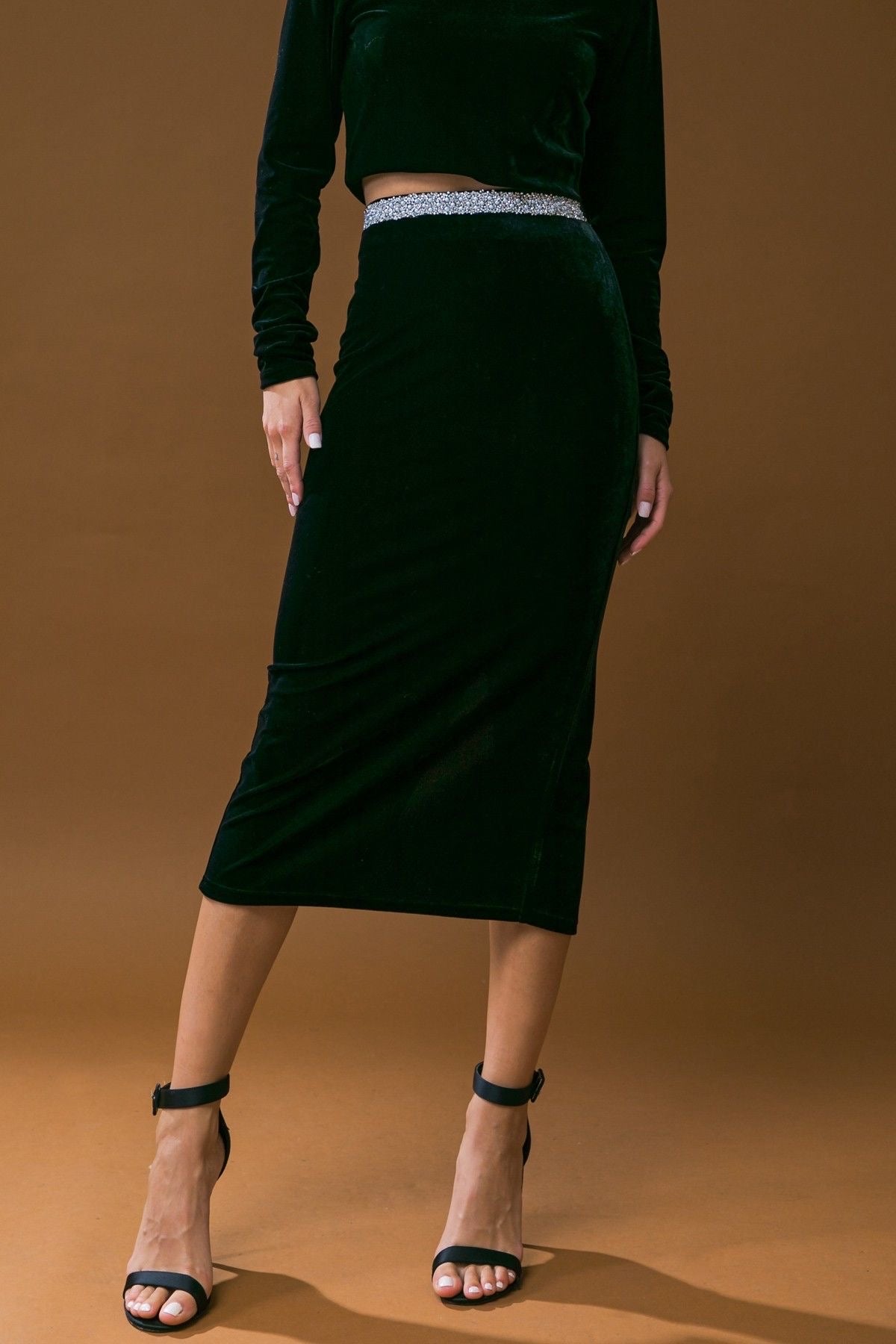 Rhinestone Embellished Velvet Skirt sold by A Velvet Window