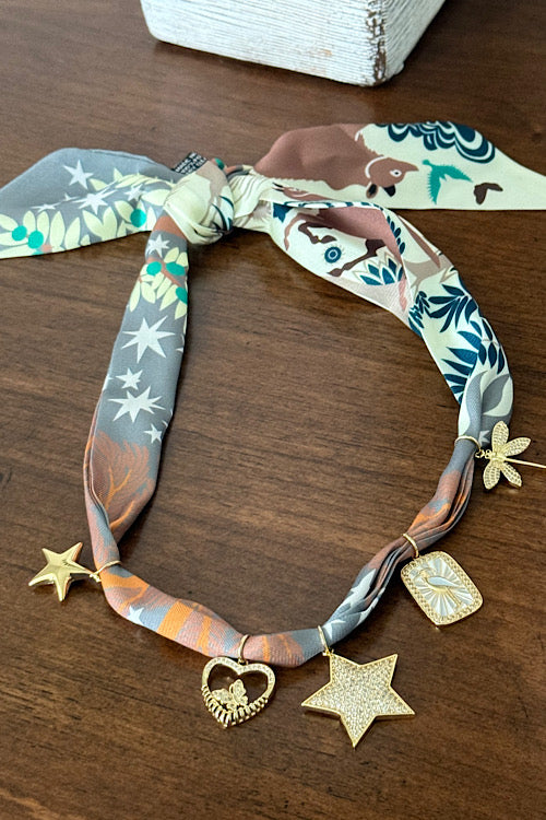 Ari Camp Multi Charm Scarf Necklace