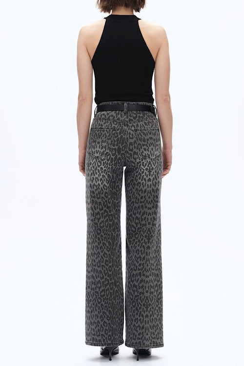 Bayeas High Charcoal Leopard Print Denim Jeans sold by A Velvet Window