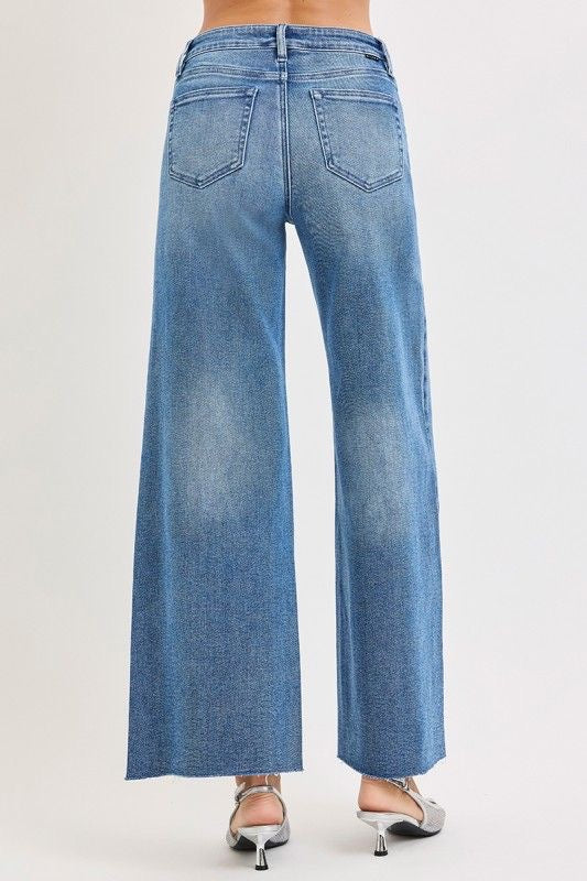 Risen Cropped Wide Leg Flap Front Pocket Jeans sold by A Velvet Window