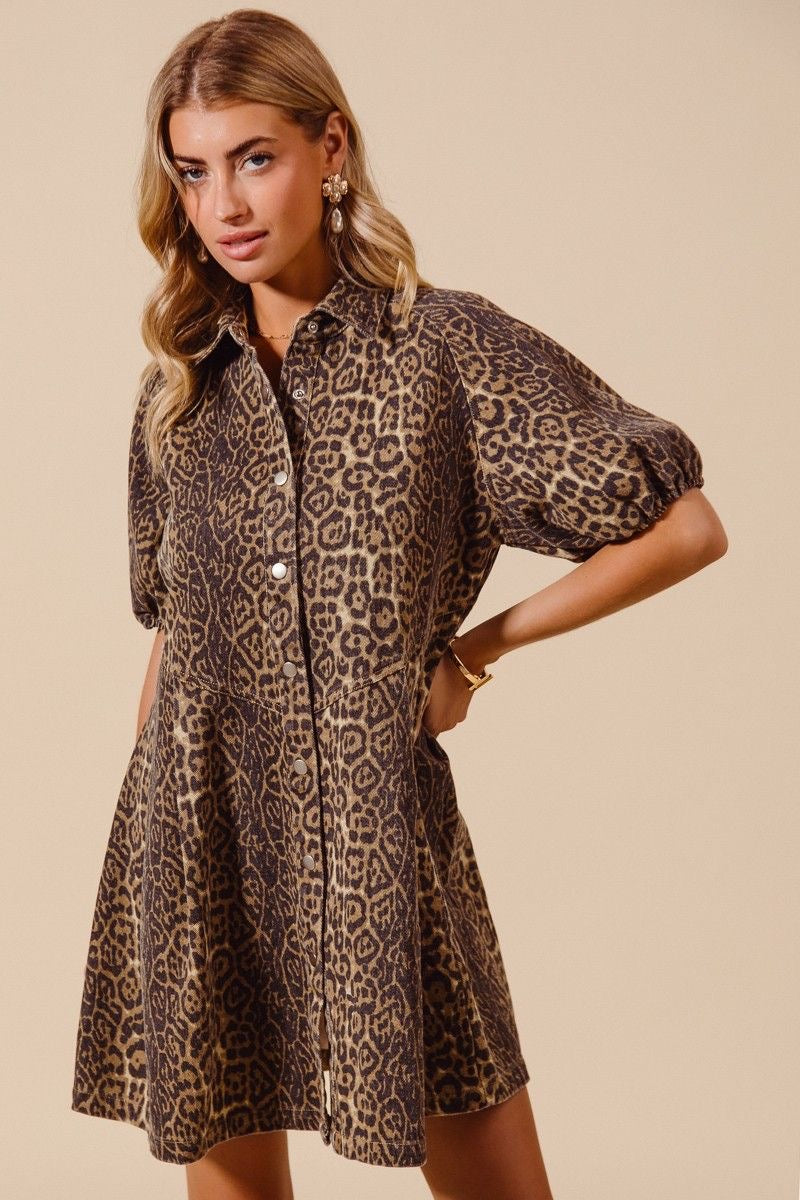 Denim Leopard Dress sold by A Velvet Window