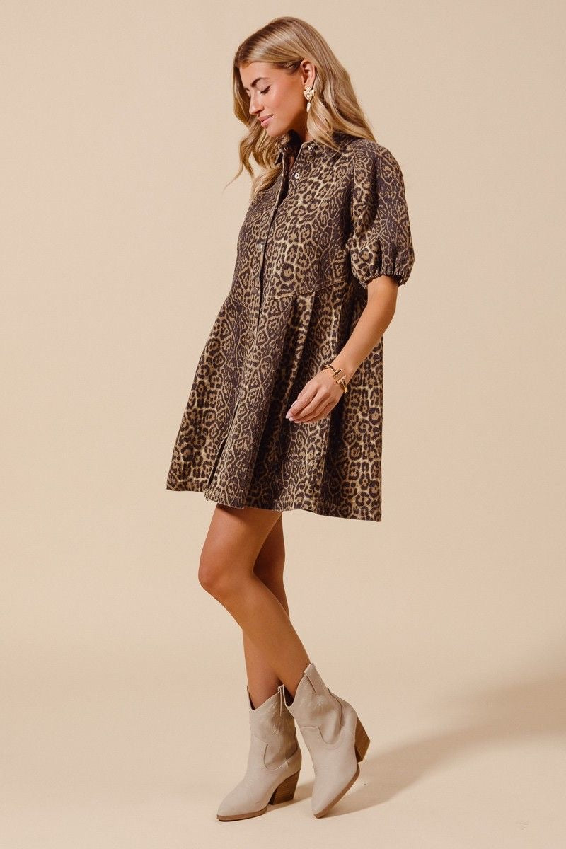 Denim Leopard Dress sold by A Velvet Window