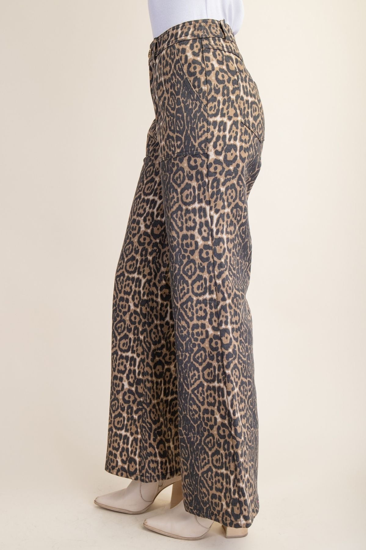 Leopard Print Straight Flare Jeans sold by A Velvet Window