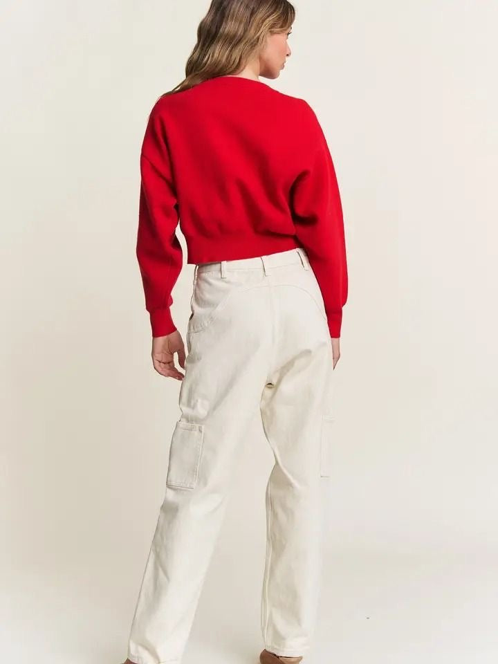 Red Rose Button Cardigan