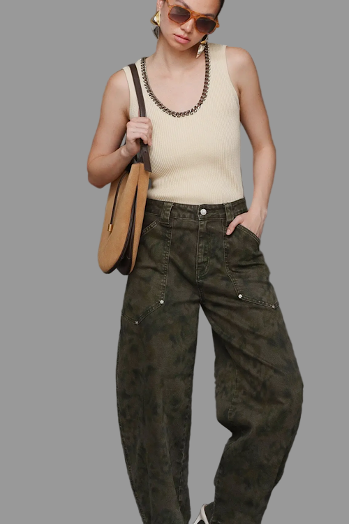 Premium Label - Camo Cargo Barrel Jeans sold by A Velvet Window