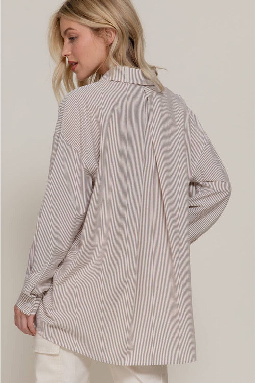 Oversized Stripe Collared Shirt sold by A Velvet Window