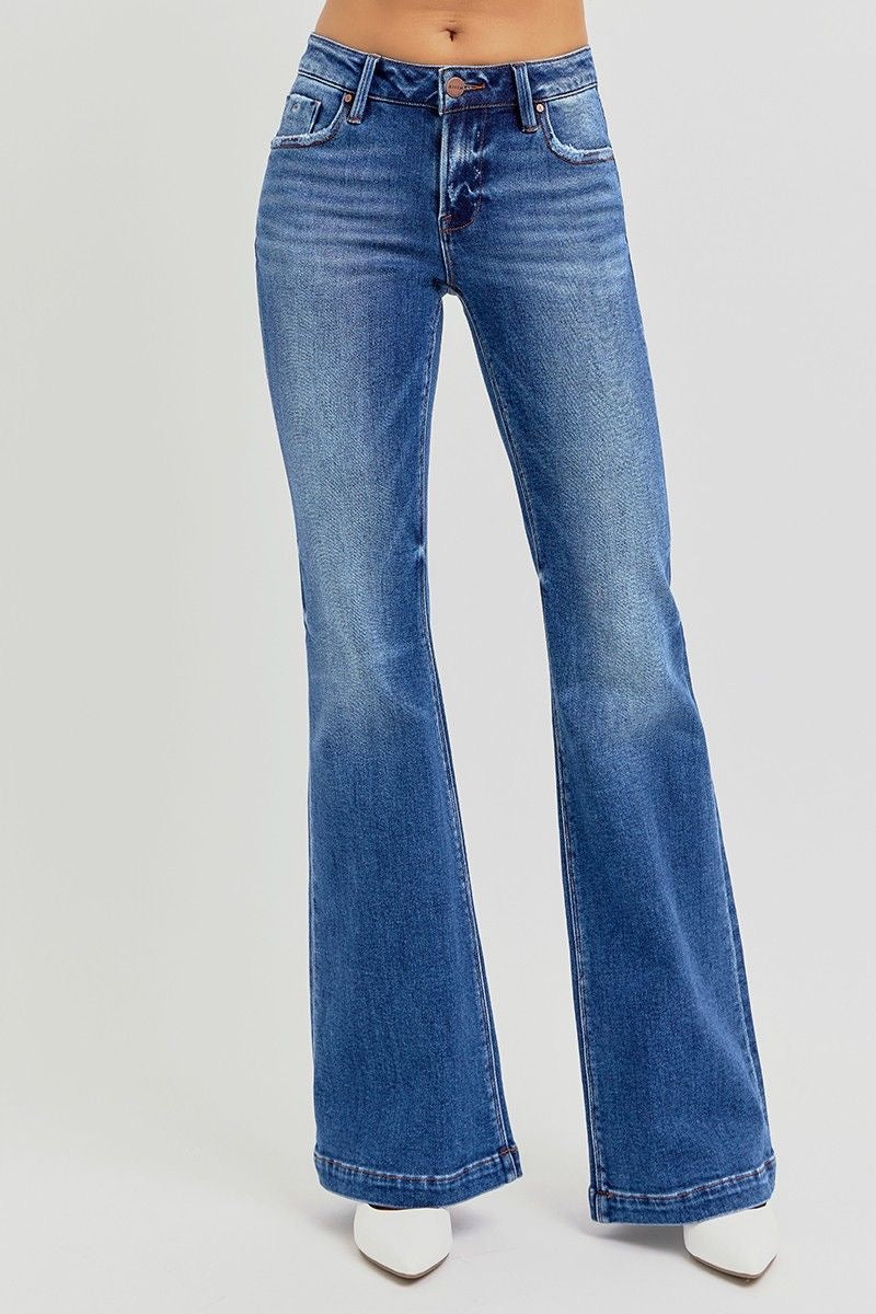 Risen Low-Rise Flare Jeans