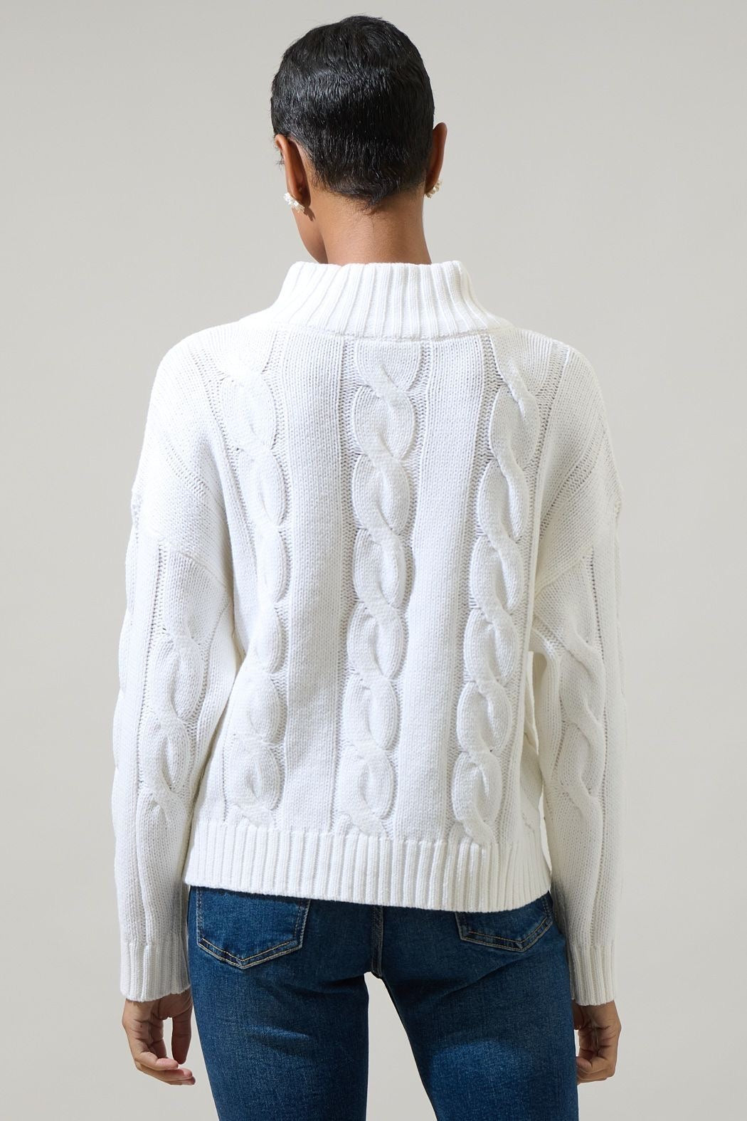 Zip Neck Cable Knit Sweater sold by A Velvet Window