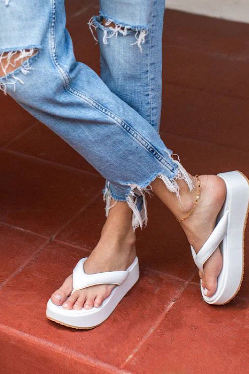 White Platform Bubble Sandal