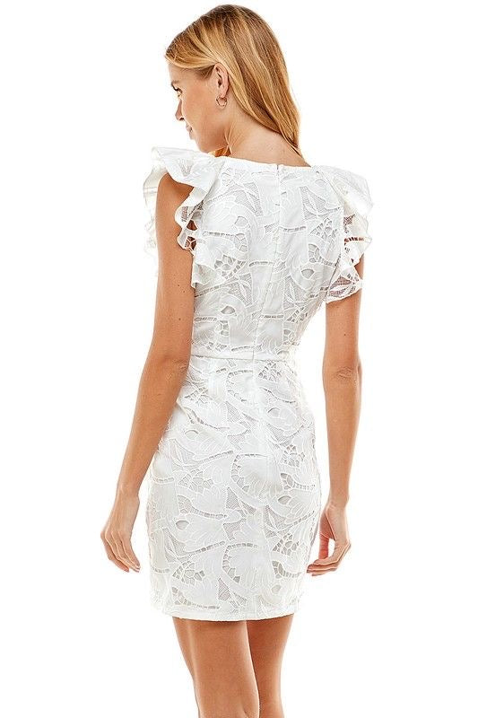 Lace Overlay White Dress sold by A Velvet Window