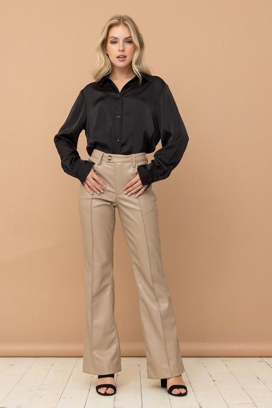 Vegan Leather Bootcut Pants sold by A Velvet Window