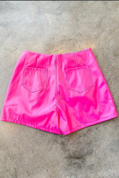 Fuschia Faux Leather Shorts