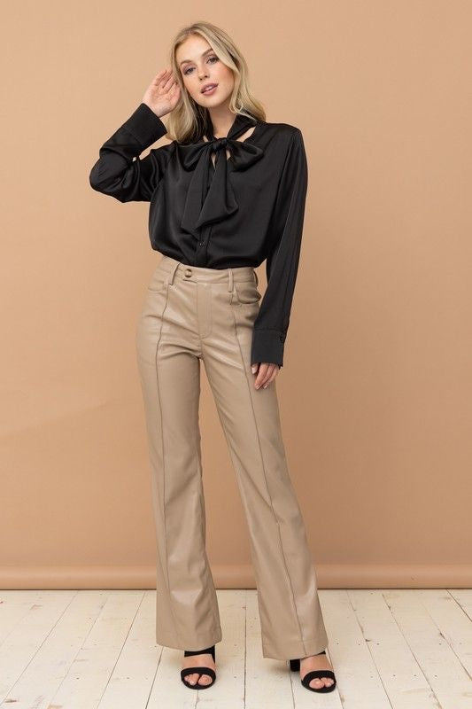 Vegan Leather Bootcut Pants sold by A Velvet Window