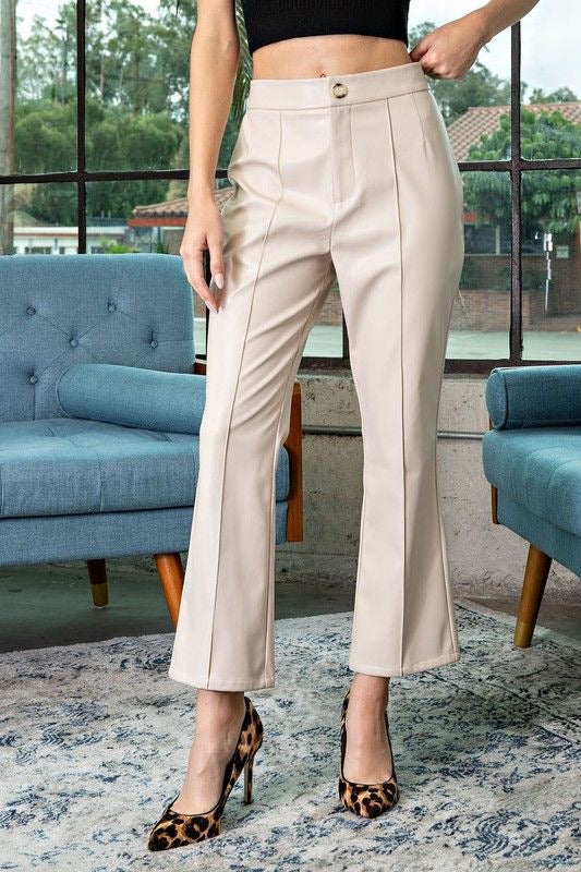 Cropped Slight Flare Leather Pants sold by A Velvet Window