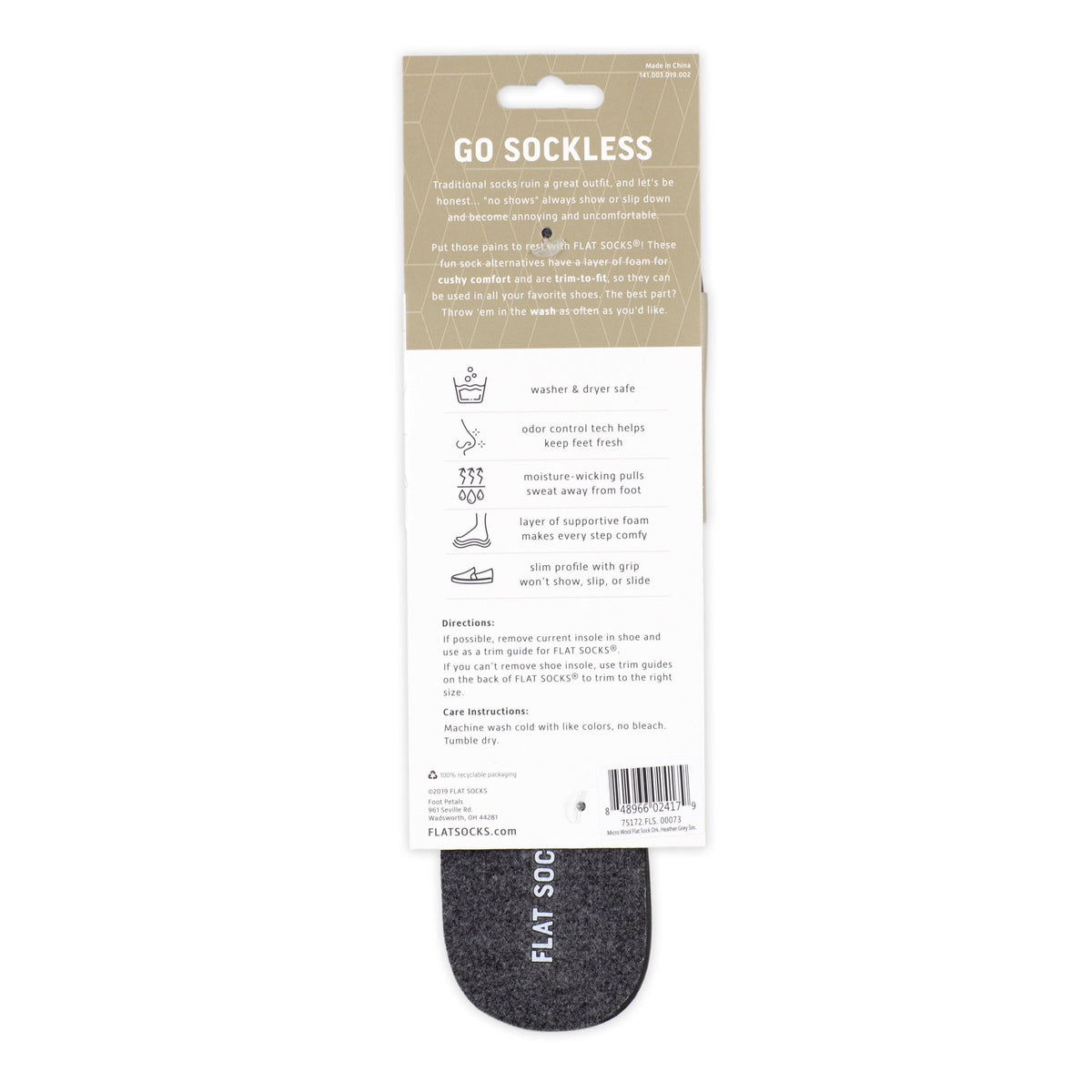 Dark Heather Grey FLAT SOCKS