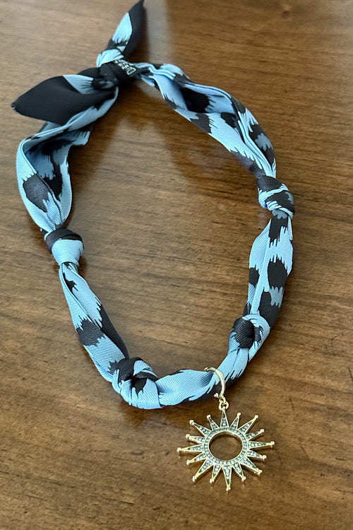 Leopard Sun Scarf Charm Necklace
