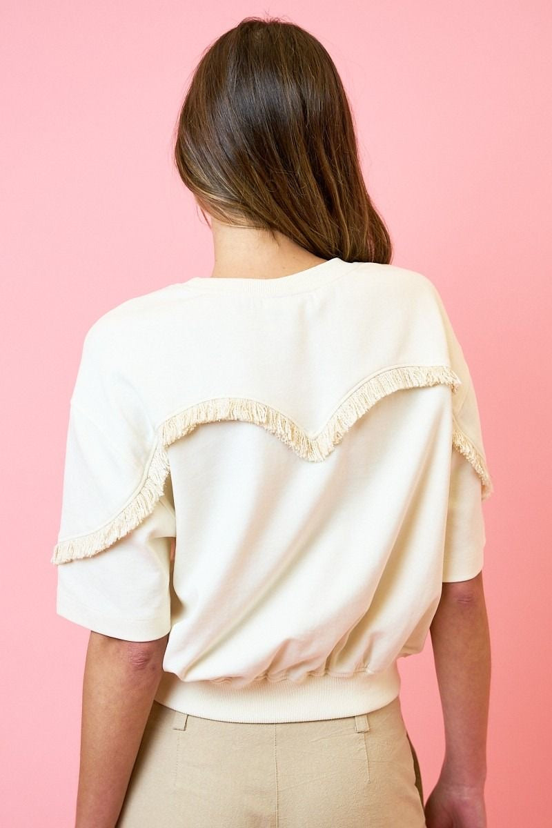 Western Flare Cream Top