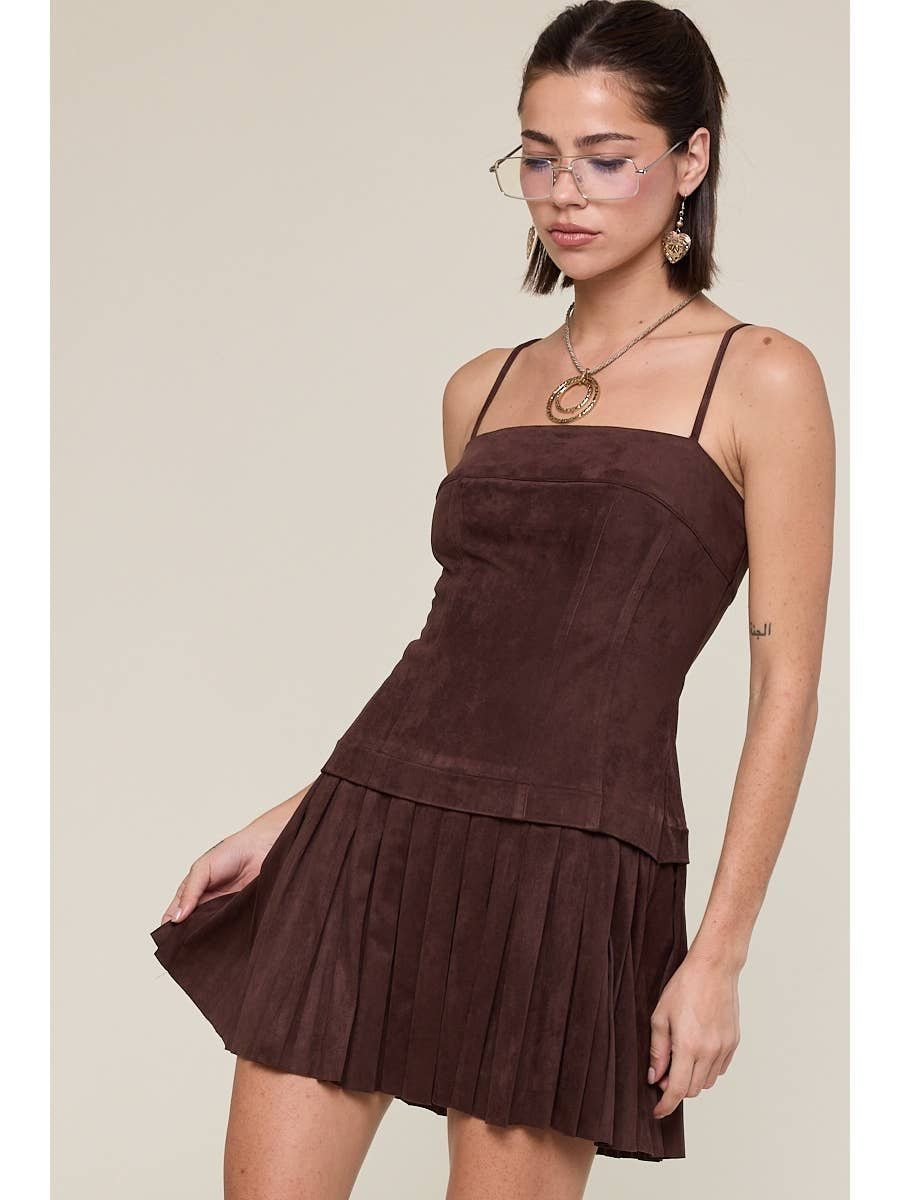 Suede Pleated Skirt Dress sold by A Velvet Window