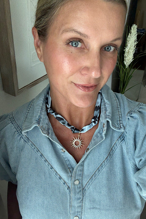 Leopard Sun Scarf Charm Necklace