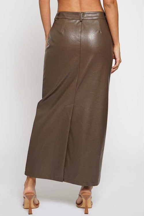 Chocolate Leather Skirt